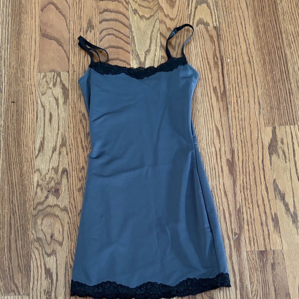 Edikted Charcoal Slip Dress with Black Lace
